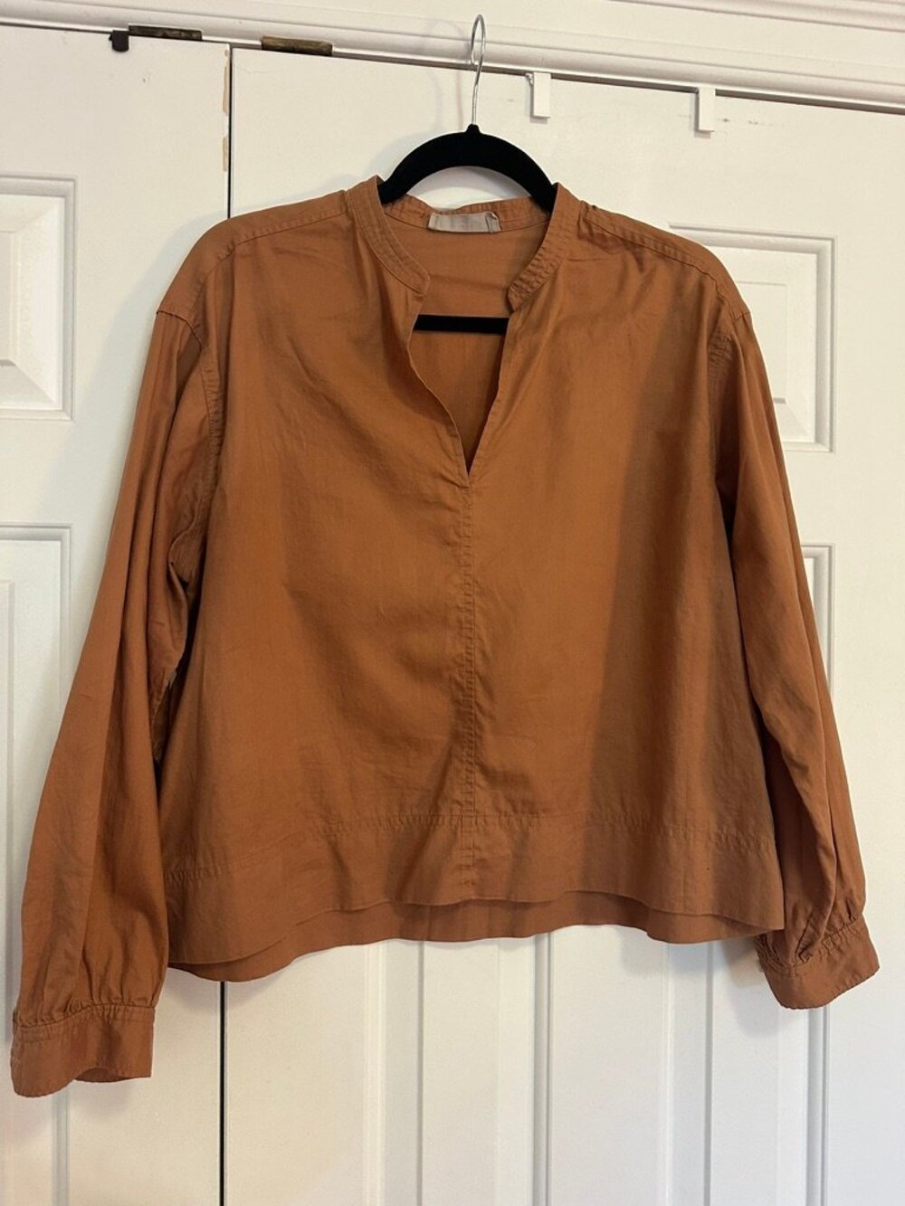 Everlane tan 3/4 sleeve cotton blouse - size 4